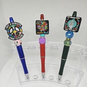 Peace Hippie Soul Wellness and Spiritual Bling and Beaded Pen- Black Ink